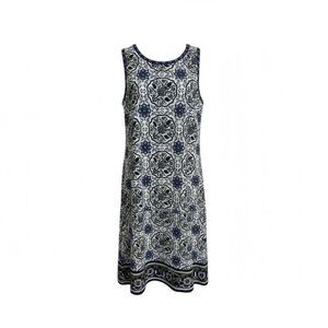 Max Studio Floral Sleeveless Sheath Dress Blue White Size XS